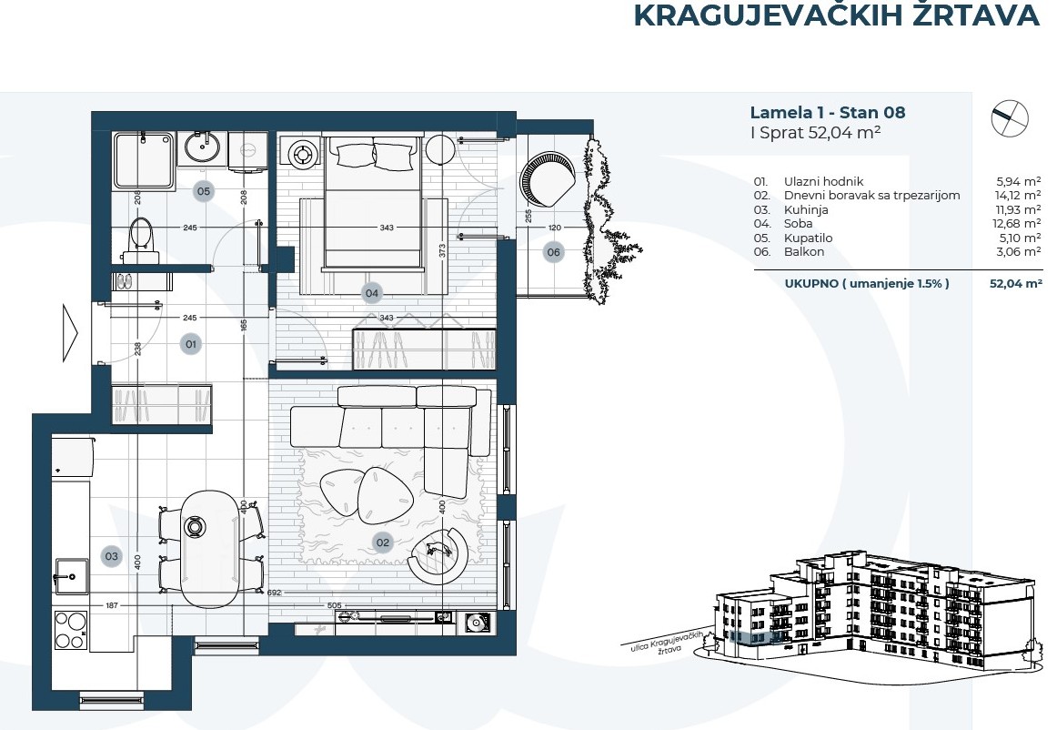 Radijalac, dvosobni stan u izgradnji!